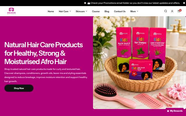 Startseite von Treasure Naturals UK – Natural, Handmade Skin and Hair Care Products Crafted for Effectiveness, Using Eco-Friendly Ingredients to Enhance Your Natural Beauty