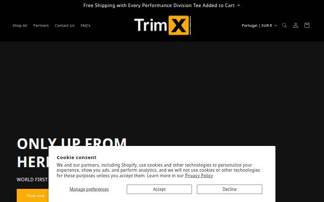 Trim X Performance storefront