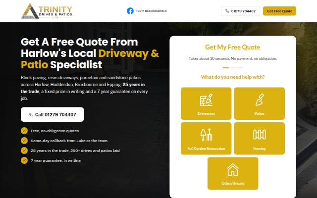 Get A Free Quote From Harlow's Local Driveway &amp; Patio Specialist storefront