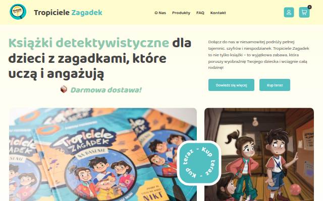 Escaparate de Tropiciele Zagadek – książki detektywistyczne dla dzieci 7–12 lat