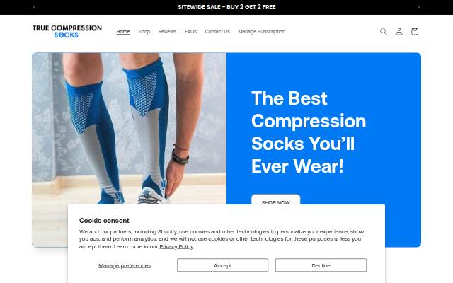 True Compression Socks storefront
