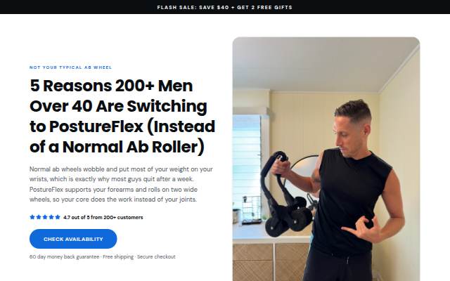 5 Reasons 200+ Men Over 40 Are Switching to PostureFlex (Instead of a Normal Ab Roller) storefront