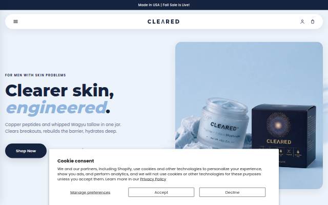CLEARED storefront