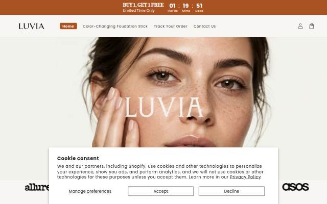 Luvia Cosmetics storefront