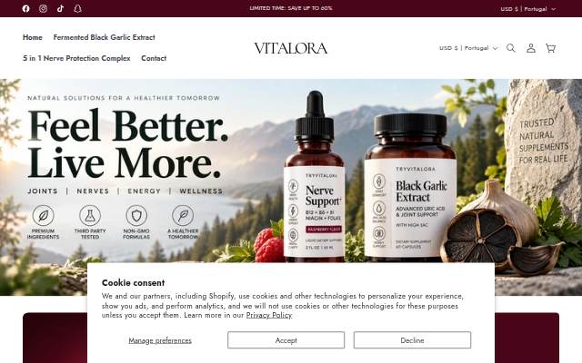 Startseite von Vitalora