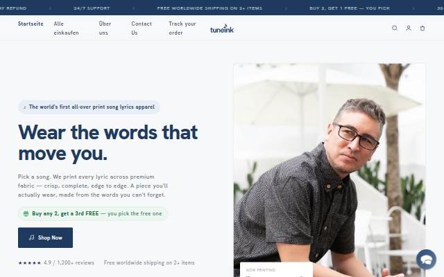 Startseite von TuneInk