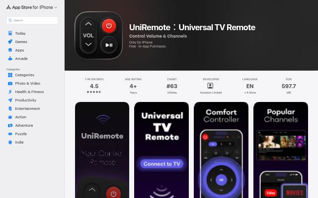 Universal Remote Control 4TV storefront