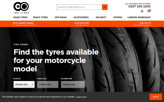 Two Tyres - Discount motorcycle tyres storefront