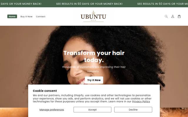 ubuntuhair.com storefront