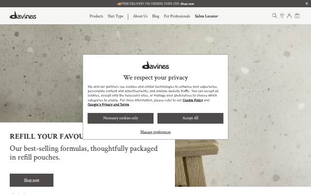 Davines UK storefront