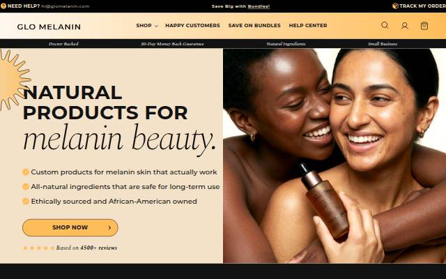 Glo Melanin UK storefront