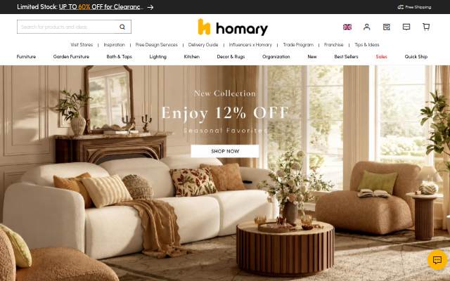 Homary: Affordable Luxury Furniture &amp; Home Decor storefront