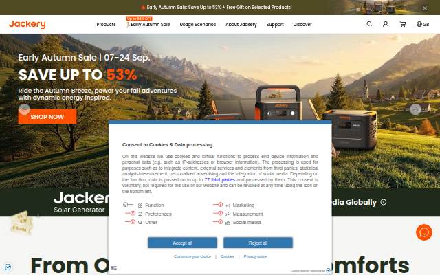Jackery United Kingdom storefront