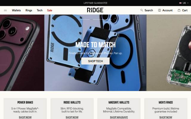 Ridge UK storefront