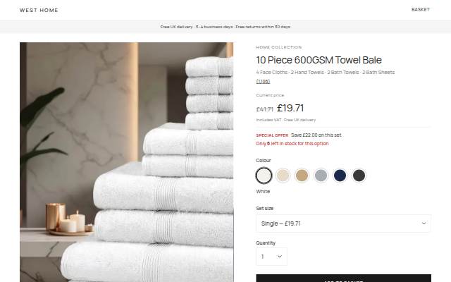 Startseite von 10 Piece 600GSM Towel Bale