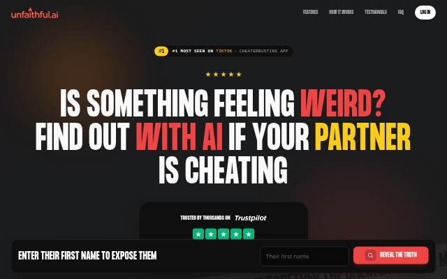 Startseite von Unfaithful AI