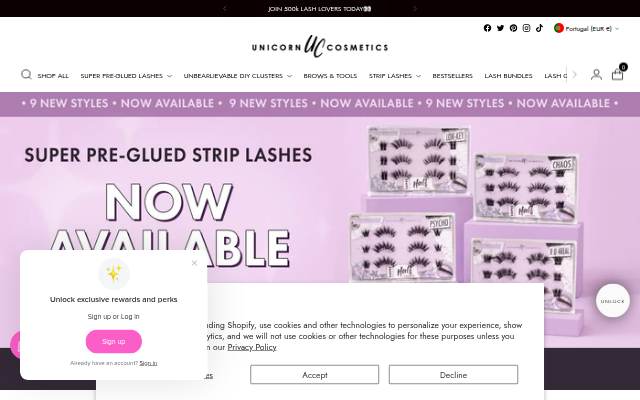 Unicorn Cosmetics storefront