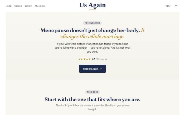 Startseite von Us Again