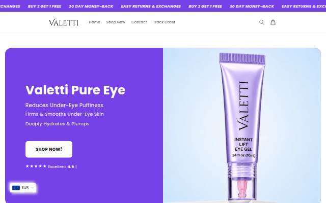 Valetti storefront