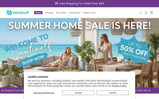 Vantinolf.com storefront