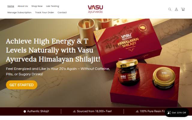Vasu Ayurveda Shilajit storefront