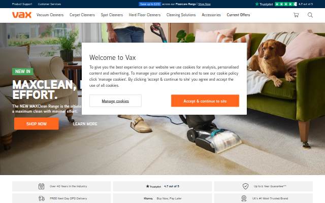 VAX Vacuum, Carpet &amp; Steam Cleaners storefront