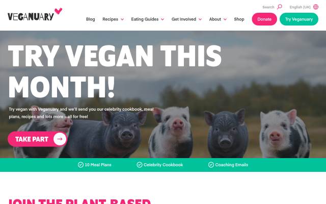 Startseite von Veganuary