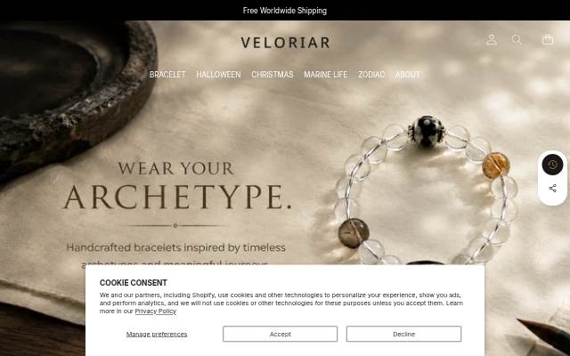 Veloriar storefront