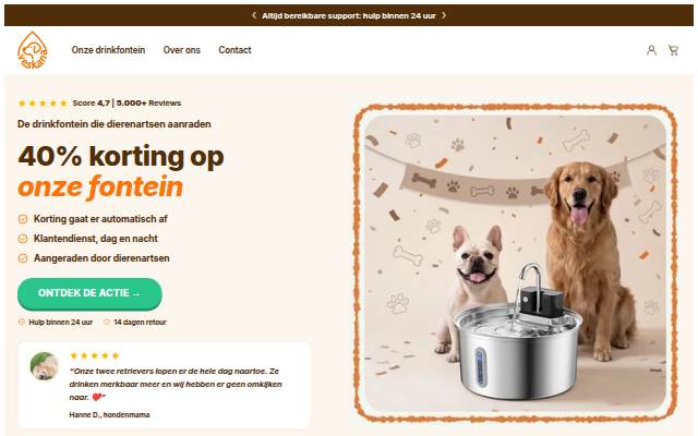 Vitrine de Drinkfonteinen voor honden