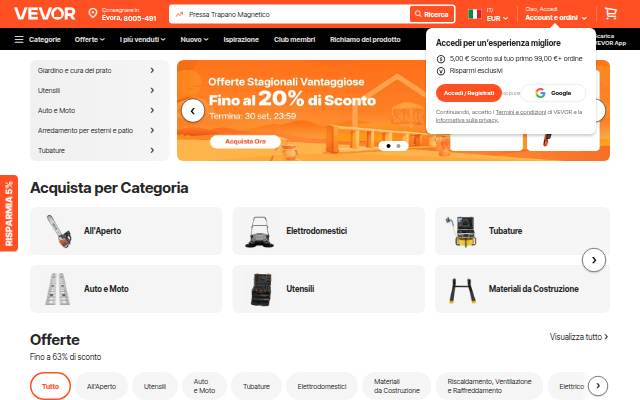 VEVOR Italia storefront