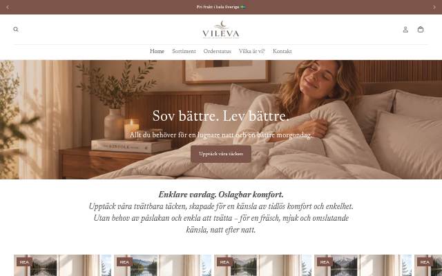 Startseite von Vileva