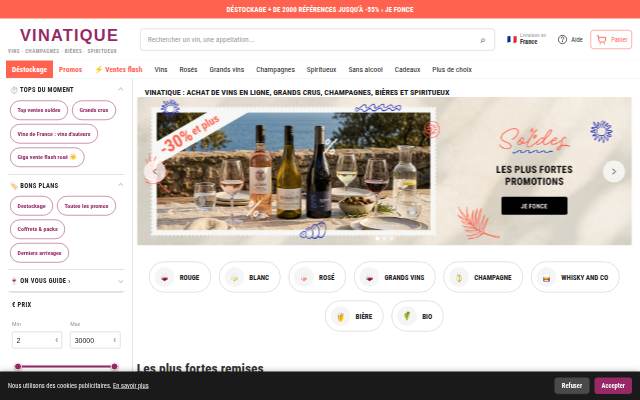 Vinatique : Achat de vins en ligne, Grands Crus, Champagnes, Bières et Spiritueux storefront