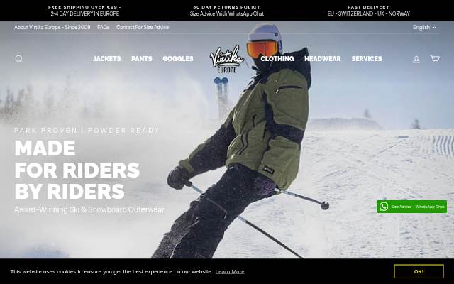 Virtika Outerwear Europe storefront