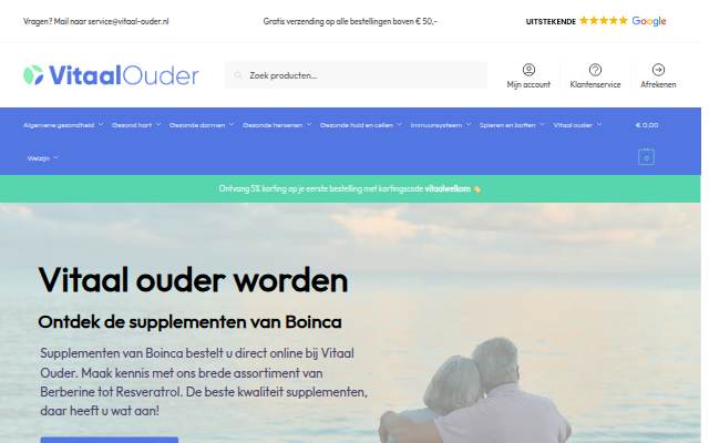 Startseite von Vitaal Ouder - Vitaal ouder worden? Maak kennis met onze anti-aging en vitaliteitssupplementen