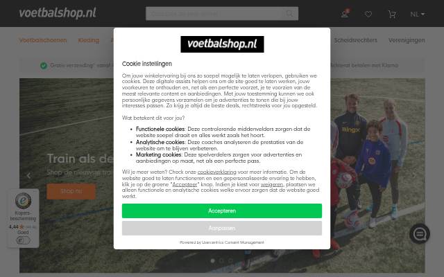 Startseite von Voetbalshop.nl