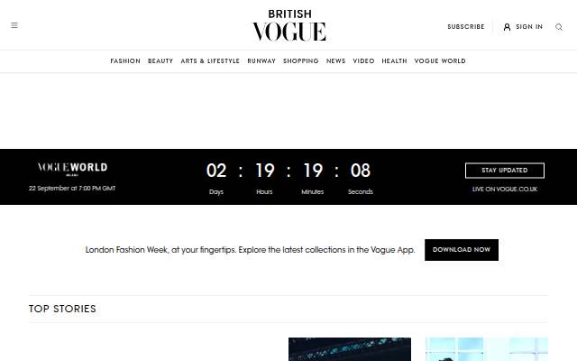 British Vogue storefront