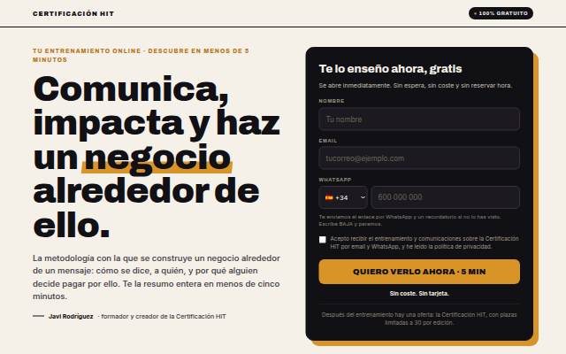 Montra da Comunica, impacta y haz un negocio alrededor de ello · Certificación HIT