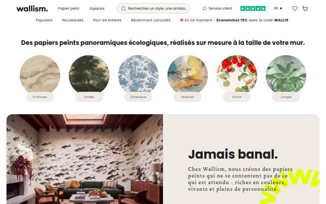 Papiers peints panoramiques et papiers peints de Wallism storefront