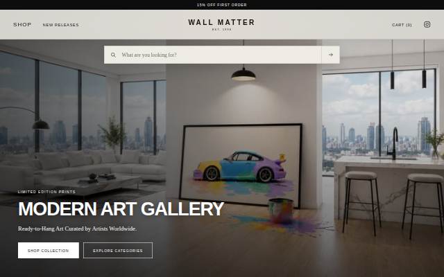 A Modern Art Gallery storefront