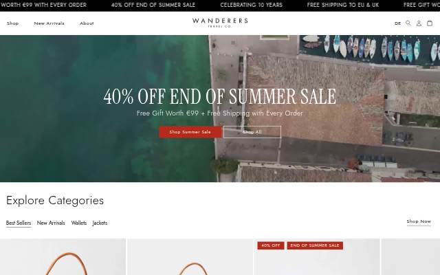 The Wanderers Travel Co. UK storefront