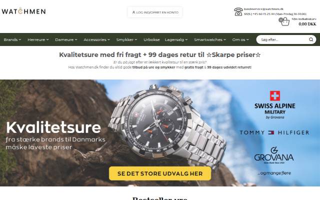 Kvalitetsure med fri fragt + 99 dages retur til knivskarpe priser storefront