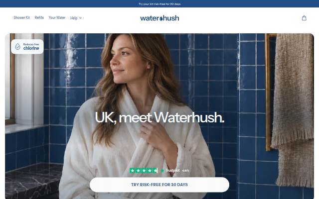 Startseite von Waterhush — Filtration for your everyday shower