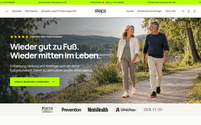 Startseite von stepz