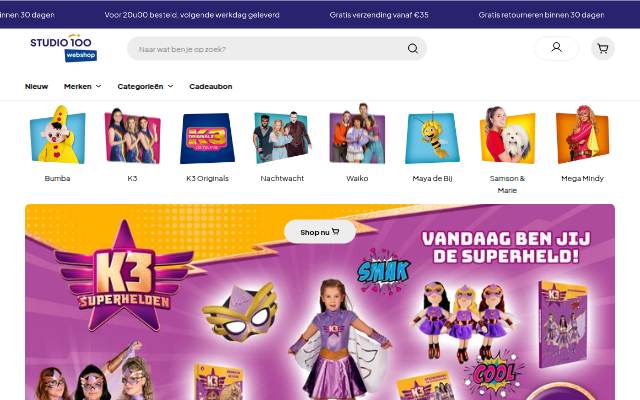 Startseite von Studio 100 Webshop