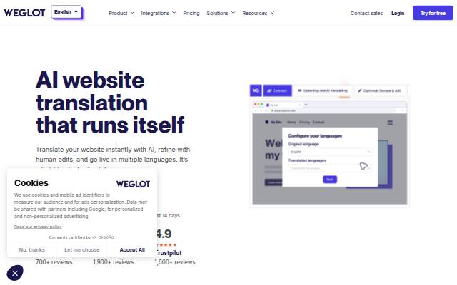 Vitrine de Weglot