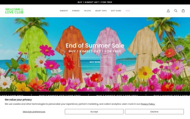 WELCOME TO THE LOVE CLUB storefront