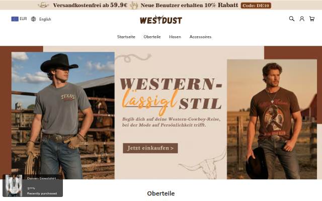 Startseite von Westdust