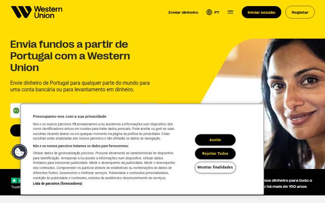 Vitrine de Western Union Money Transfer