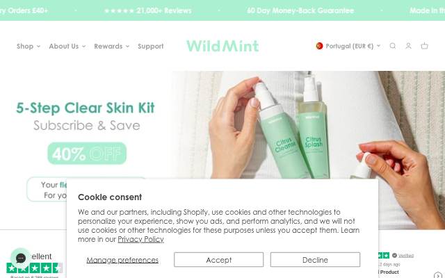 Startseite von WildMint Cosmetics
