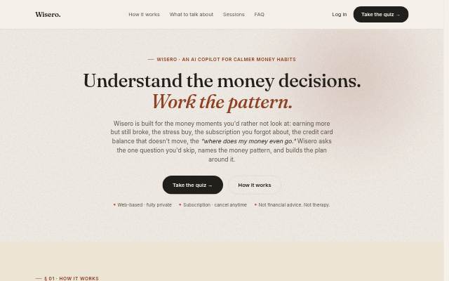 Wisero — an AI copilot that helps you build calmer money habits storefront